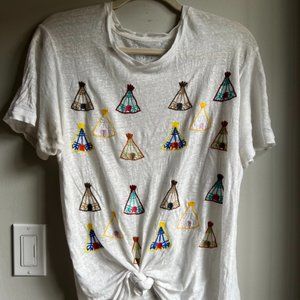 BANNER DAY LINEN EMBROIDERED GRAPHIC TEE
